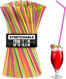 Plastic Straws Disposable - 200 Pcs Bendy Straws 19.5" Extra Long Straws Disposable Straws Drinking Plastic Drinking Straws Plastic Disposable Straws - Drinking Straws Bendable Straws Flexible Straws