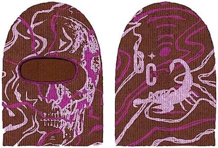 GCBalaclava Devastation Skull Balaclava Winter Ski Mask Fashion Wind Proof One Size Shiesty Beanie cap, Blush, One Size