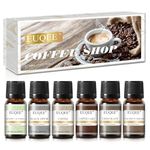 EUQEE 6PCS of 10ml Premium Fragrance Oils - Pumpkin Pie, Coconut Cream, Coffee Cake, Snickerdoodle, Blueberry Pancakes, Salted Caramel Pumpkin - Coffee Shop