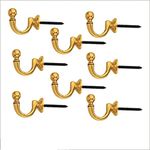 Roseka Pure Brass Hooks Screw for Wall Hanging Bell Diyas Door Hanging Swings Single Khunti Hook (Pack of 8)