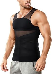 Nebility Mens Compression Shirt for Gynecomastia - Sleeveless Slimming Undershirts Body Shaper Vest Mesh Shapewear Workout Tank Tops(Black, XX-Large)