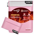 DocSafe Fireproof Document Bag (5200℉) with Fireproof Organizer Travel Case,Heat Insulated Fire＆Water Resistant 8 Layers Safe Money Bag Storage for Important Documents,Cash,Power Bank,Valuables,Pink