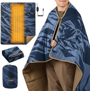BougeRV Heated Car Blanket,12 Volt Heated Electric Blanket with 5-Level Setting, App Control, Winter Camping Accessories for Camping, Overlanding, Tent, RV, Ice Fishing (Blue)