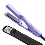 Mini Portable Flat Iron Tourmaline Ceramic Dual Voltage Travel Iron for Worldwide Use LED Indicator LOVANI Hair Straightener (Purple)