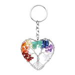 MYBOTA Tree of Life Keyring 7 Chakra Healing Crystal Tumbled Stone Natural Gemstone Car Key Chain Reiki Healing Keychain for Friendship Women Men Girls Bikes Home Mothers Day Gifts