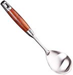 GXONE Large Serving Spoons,304 Stainless Steel Cooking Spoon with Heat Resistant Wooden Handle,Silver/12.4Inch