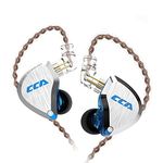 CCA C12 in-ear earphones, wired earphones 5BA1DD dynamic driver + HiFi hybrid sports earphones, with 2-pin detachable cable, suitable for game musicians, singers, DJ headphones (blue, without microphone)