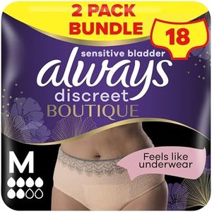 Always Discreet Boutique Incontinence Pants Women, Medium, UK Dress Size 8-14, Beige, Absorbency 6, 18 Underwear/Knickers, Heavy Bladder Leak Protection/Maternity Postpartum, Odour Neutraliser
