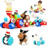 Marstone Baby Toys for 1 Year Old Boys and Girls Gifts, Train Car Set for Toddlers 1-2, Push Animal Car Toys for 12-18 Months, Learning Train Toy for Toddlers 1 2+ Yr Old Birthday Xmas Gift