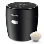 YOKEKON Rice Cooker Small 2L,Low Sugar Mini Rice Maker and Stainless Steel Steamer for 2-4 People, 8-in-1 Smart Control Multifunction, Delay Timer, and Auto Keep Warm, Sushi, Risotto, Cake, Black