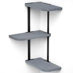 Love-KANKEI Corner Shelf Wall Mount-3 Tier Rustic Wood Floating Shelves for Bedroom Living Room Bathroom Kitchen Weathered Grey