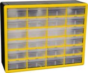 Akro-Mils 10124 24 Drawer Plastic Parts Storage Hardware and Craft Cabinet, 20-Inch W x 6-Inch D x 16-Inch H, Yellow