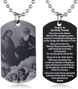 FAYERXL Catholic Christian Holy Bible Verse Scripture Baptism Religious Communion Confirmation Rite Gift Dog Tag Necklace for Men/Church pastor (Holy Trinity)