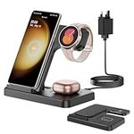 GEEKERA Wireless Charger for Samsung, 3 in 1 Foldable Charging Station for Samsung S24/S23/S22/S21/Z Flip, Fast Phone Watch Charger Dock for Galaxy Watch 6/5/4, Docking Station for Galaxy Buds-Black