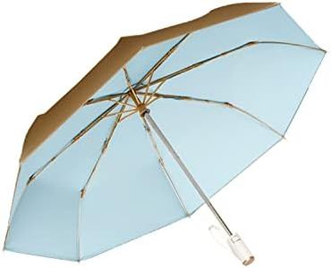 Erised's Bifrost Golden Folding Travel Umbrella Compact Backpack,Automatic Open Close,UPF 99 UV Protection,Sun Rain,Men Women,Double Layer,8 Rib,Ergonomic Handle,Lightweight Portable (Blue UK)