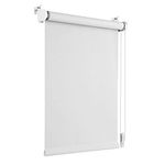 OBdeco Blackout Roller Blind, Klemmfix, Thermal Roller Blind 55 x 160 cm, White, No Drilling, Silver Coating, Privacy Screen, Side Pull Roller Blind for Windows and Doors