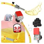 2026 Upgraded Electric Fuel Transfer Pump with Auto-Stop, 3.2 Gallon per Min, USB & Battery Powered, 51" Hose, 4 Gas & Jerry Can Adapters, Leak-Proof Gas Pump for Gasoline, Diesel and Kerosene