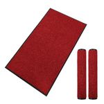 fani 2 PCS Heavy Duty Large Outdoor Indoor Entrance Doormat Red Waterproof Low Profile Entrance Rug Front Door Mat Patio Anti-Skid Rubber Back, 35x60 inch (Red)