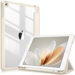 Fintie Hybrid Slim Case for iPad 6th Generation 2018 / 5th Gen 2017 / iPad Air 2 / iPad Air 1 (9.7 Inch) - [Built-in Pencil Holder] Shockproof Cover with Clear Transparent Back Shell, Starlight