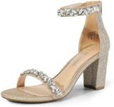 DREAM PAIRS Women's Chunk Low Heel Pump Sandals,Size 8,Gold-Glitter,CHUNK