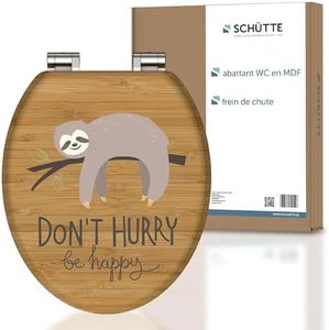 SCHÜTTE NO HURRY Siège de WC avec abaissement automatique en bois Siège de toilettes avec lunette de WC, noyau en bois couvercle de WC avec motif (charge maximale de la lunette de WC 150 kg)