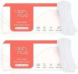 Nua Everyday Panty Liners 48 count| Super Thin (1mm) Panty Liners | Rash-Free & Toxin-Free |Soft Comfortable Top Layer | Curvy Design | Unscented | Protection Against Leakage and Discharge x Pack of 2