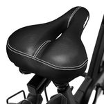 DAWAY C10 Comfortable Wide Bike Seat - Soft Foam Padded Bicycle Saddle for Men, Women, Seniors - Shock Absorbing, Waterproof Leather Cushion, Universal Fit for Peloton, MTB, Cruiser, Exercise Bikes