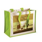 Personalised with your own Image, Text, Any Name, Logo themed canvas shopping Jute Bag,Gift For Christmas, Birthday. (Apple Green)