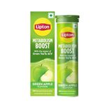 Lipton Metabolism Boost with 150mg Green Tea Catechins and 50mg ACV (Apple Cider Vinegar) | For Weight Loss & Fat Burn | Zero Calories | 16N Effervescent Tablets | Green Apple Flavour