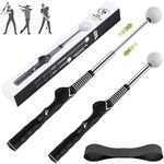 MIKOSI Retractable Golf Swing Trainer, Golf Grip Trainer and Right-Handed Golf Training Aid for Chipping Hitting, Ideal Golf Swing Training Aid with Arm Band for Indoor & Outdoor Use