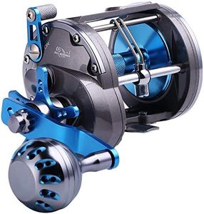 Sougayilang Trolling Reel Saltwater Level Wind Reels,Conventional Reels Boat Fishing Ocean Fishing for Sea Bass Grouper Salmon-SHA4000 Right Handed-NO Line Counter