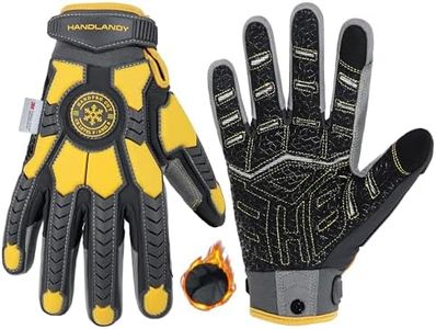 HANDLANDY Winter Cut Resistant Men Impact Resistant Work Gloves, Padded Palm Grip Heavy Duty Working Glove (X-Large, Yellow)