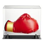 UV Protected Boxing Glove Display Case Horizontal Baseball Glove Case Wall Mount Display Case Holder Showcase with Stands for Boxing Glove Baseball Mitt Ball Football, Clear Case Black Base