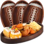 Hushee 3 Pcs Football Serving Tray 13 Inch Wooden Shaped Football Serving Dishes Tailgate Party Platter Snack Football Tray Game Day Football Serveware for Game Party Decoration(Classic Style)