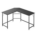 Requena L-Shaped Corner Desk, Computer Desk, Workstation for Home Office Study, Easy to Assemble and Space saving (DK014 Black-Black)