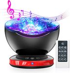 Ocean Wave Projector, Night Light Projector, 8 Color Changing Music Night Light for Kids with Remote Control Timer Setting Light Show for Kids Adults Bedroom Lights Room Decor(Black)
