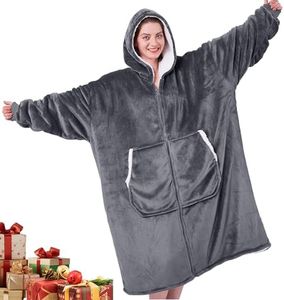 JOYWOO Wearable Blanket Hoodie, Oversized Sweatshirt for Adults Women Men, Gift, Cozy and Fuzzy Sherpa with Zipper and Giant Pocket
