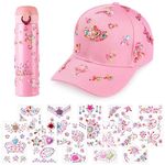 Aomig DIY Girls Baseball Cap, Kids Adjustable Snapback Cap with Thermo Flask & Glitter Gem Stickers,Unisex Baseball Cap Arts & Crafts, Sports Snapback Cap Birthday Present Halloween Chirstmas