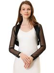 Allegra K Women's Satin Bolero Cardigan Elegant Business Open Front Crop Shrugs Black 16