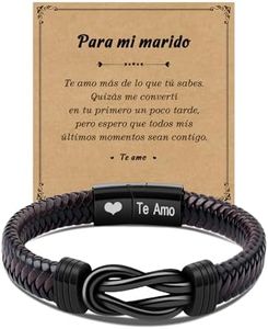 CheersLife Pulsera Hombre Regalo para Hombres Pulseras de Cuero para Hombres Regalos para él Día del Padre Día de San Valentín Aniversario Cumpleaños Regalos para Hombre Marido Pulsera Infinita