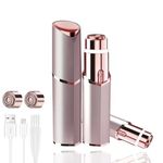 Facial hair remover for Women USB Rechargeable Painless Hair Trimmer Portable Flawless Electric Epilator Upper Lip Hair Remover for Face Included 1x Replacement Heads for Lip,Mustache,Chin (Rose gold)