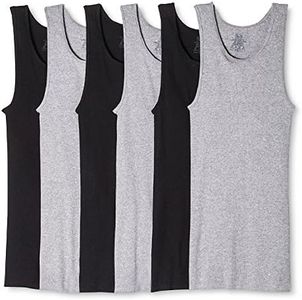 Hanes Best Tagless Ring Spun Cotton Tank Tagless A-Shirts 6-Pack (Large (42-44"), Black & Gray)