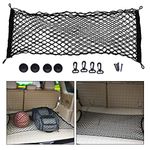 BUYGOO 90 x 40cm Elastic Cargo Net for Van Car SUV Truck Boot, Double Layer Cargo Storage Organizer Mesh Nylon Net Mesh for Fastened Cargo Trunk, with 4 Carabiner Style Hook, Stretched Up to 130cm