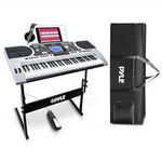 Pyle 61 Keys Electric Keyboard Piano, Kids Music Digital Piano Keyboard with Stand for Beginners, Adult Electronic Keyboards, Portable Musical Karaoke Instrument w/ Sustain Pedal/Case/Stool/Headphones