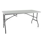 ZENO Heavy Duty Camping Table | Folding Portable Aluminium Table | Catering Camping Trestle Picnic Garden Patio BBQ Party Table | White & Grey (6FT)