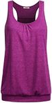 Miusey Banded Bottom Tank Tops for Women, Ladies Sleeveless Scoop-Neck Front Pleat Loose Lightweight Racerback Running Walking Activewear Flowy Summer Maternity Plus Size Soft Relaxed Baggy Red XXL