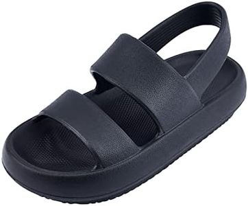 AUSLAND Women's Waterproof Sandals with Cloud Platform Sole Non-Slip Hiking & Sport Sandals w/Back Strap Water Shoes for Women Outdoor Summer 7US 90121 Black 38EU