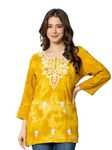 rytras Women's Embroidered Regular Top(Mustard,L)