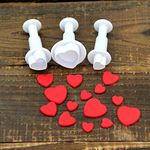 L-FENG-UK 3Pcs Heart-Shape Fondant Cutters for Cake Decorating, Cake Cutters Icing Cutters for Baking Pie Decoration Tools Set, Cake Decorating Mold Cutter Plunger Fondant Sugar Craft Set