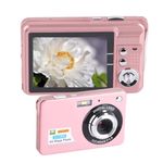 Digital Camera for Teens, 4K 48MP Ultra HD Point and Shoot Camera, 2.7in LCD Rechargeable Students Compact Camera with 8x Digital Zoom, Mini Vlogging Cameras Gift for Kids Beginner (Pink)